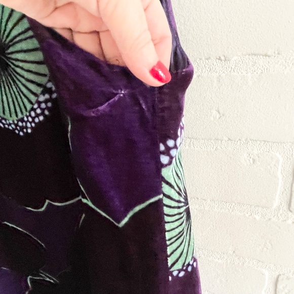 Aspesi Mini Dress Bubble hem Italy Designer Velvet Silk blend Purple Mint Sz 4 - Picture 5 of 13